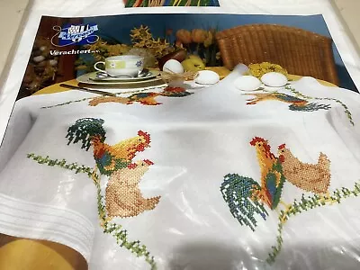 Vervaco New Cross Stitch Rooster Kit Table Covering 32”x32” Verachtert • $22.49