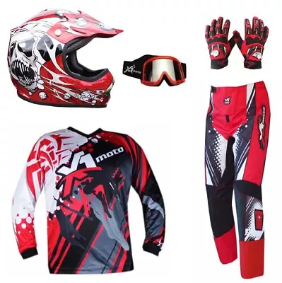 MOTOCROSS KIDS HELMET PANTS GLOVES JERSEY GOGGLES MX Dirt Bike Gear Junior Youth • $167.96