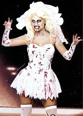 £14.95 • Buy Fancy Dress Halloween  Bloody Zombie Bride 4 Sizes 8-18 Veil+gloves Included