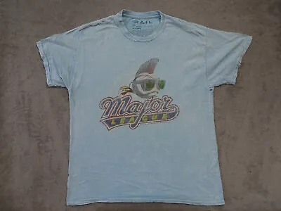 Major League Baseball Movie T Shirt The Rail Retro Large Blue Charlie Sheen • $8.99