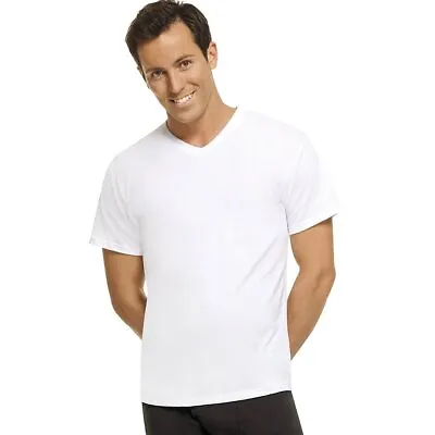 $39.99 • Buy Hanes Men's 5-Pack ComfortBlend V-Neck T-Shirt With FreshIQ MEDIUM White