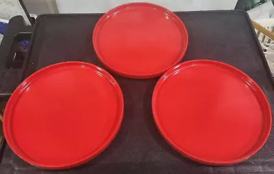 VTG 3 Heller Massimo Vignelli  9.75  Red Melamine PLASTIC Dinner Plates MCM • $33.05