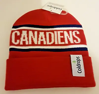CANADIENS Montreal Beanie Red Hat Coldrops Ad One Size Stretch With Tags • $12.95