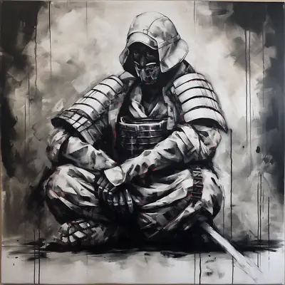 Abstract Samurai Warrior Oil Painting Artwork Canvas Wall Art Picture Print • £23.99