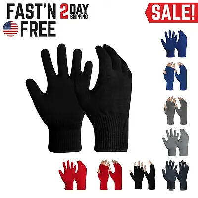 EvridWear Men Women Merino Wool Knit Liner Gloves Finger/Fingerless/Touchscreen • $13.99