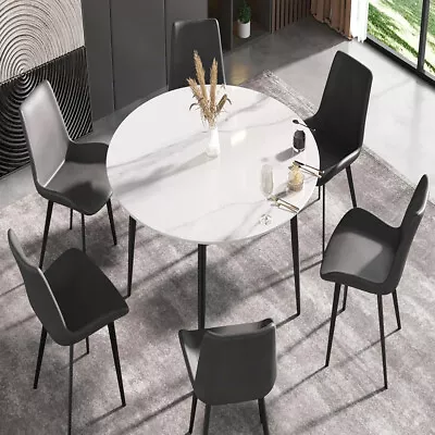 Round Dining Table Sintered Stone Top Table Fr Dining Room Office Reception Room • $209.91