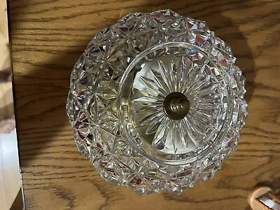 1960s Flush Crystal Style Light Fixture Union Made.  Gold Base • $115.50