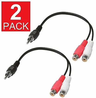 2-Pack 6 Inch RCA Male To 2 RCA Female Audio Speaker Adapter Y Splitter Cable 6  • $5.99