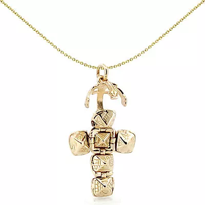 Men's 9ct Gold Jewelco London Small Globe Cross Masonic 10mm Orb Ball Pendant • $496.99