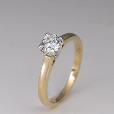 Solitaire Ring With 0.50ct TW-vs Old Cut Diamond In 750/18K White/Yellow Gold • £1556.65
