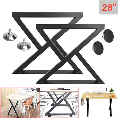 Metal Table Legs Set Of 2 Desk Leg 28” Cast Iron Dining Table Leg DIY Industrial • $75.99