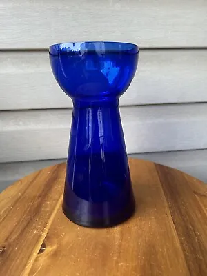 Vintage Cobalt Blue Hyacinth Monk Style Heavy Art Glass Vase 9.5” • $40