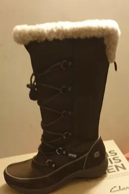 £49.99 • Buy Clarks WALK TO HI GTX LADIES BROWN Geore-Tex Wool Lined Boots Size UK 4 D EU 37