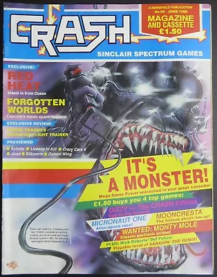 CRASH ZX Spectrum Magazine No.65 JUNE 1989 With Games Master Poster • £6