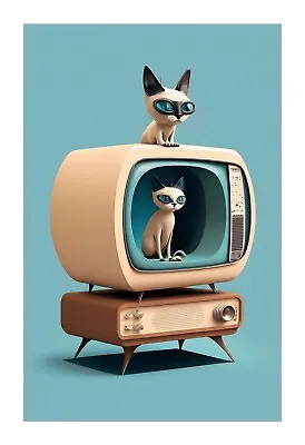 1950s Siamese TV Cats - A Mid Century Modern Atomic Age TV With  Sassy Cats E5 • $19.99