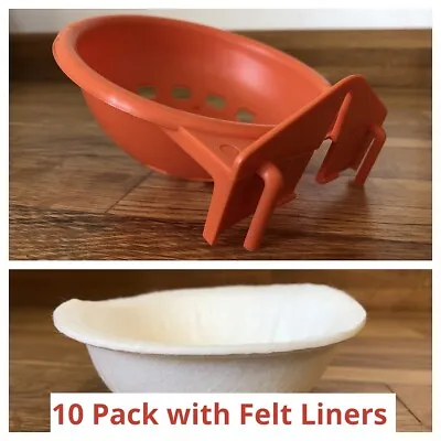 10 X PLASTIC CANARY NEST PAN & FELT LINERS FOR NESTING CAGE CANARIES & BIRDS • £19.45