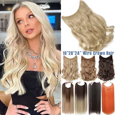 £13.31 • Buy UK 100% Real Natural As Human Invisible Wire In Hair Extensions One Piece & Ring