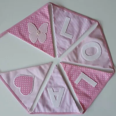 £18 • Buy Personalised Pink Fabric Bunting ~ Name Gift / Baby Girl ~ Nursery
