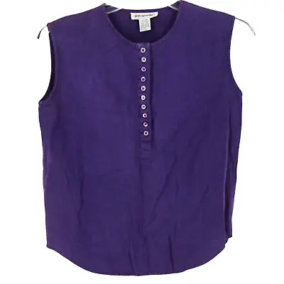 Lauren Alexander Women's Linen Blend Purple Sleeveless Blouse 1/2 Button Size 4 • $6.38