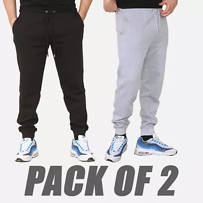 New Mens Joggers Fleece Tracksuit Jogging Bottoms Gym Track Trousers Pack Of 2 • £18.99