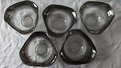 Vintage MCM Dorothy Thorpe Ombre Silver Fade Glass Nut Trinket Dish Set Of 5 • $20