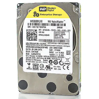 300GB Western Digital 10K RPM 32MB SATA 2.5  VelociRaptor Hard Drive WD3000BLHX • $40