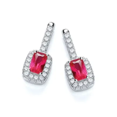 Micro Pave Fancy Drop Earring With Small Red Cubic Zirconia Sterling Silver • $98.39