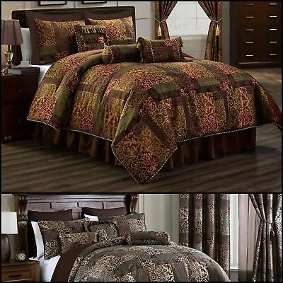 Amelia 9-Piece Rustic Jacquard Woven Floral Patchwork Comforter Bedding Set • $109.99