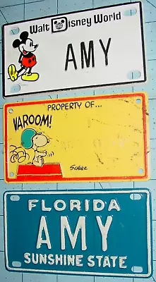 3 Vintage Florida Personalized AMY Mini Bicycle Name License Plates Mixed Lot • $11.99