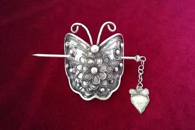 Classic Retro Tribal Pure Handmade Filigree Miao Silver Butterfly Hairpin 1piece • $32