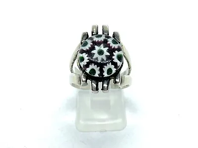 Vintage 1974 Sterling Silver Hallmarked Caithness Millefiori Glass Ring Size O • £53