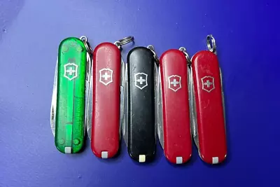 Lot Of 5 Victorinox Classic Sd Swiss Army Knives - Multi Colors And Logos • $25