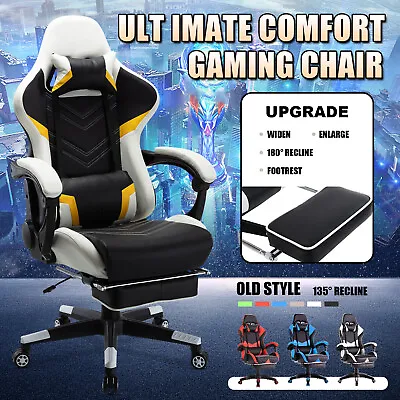 $159.90 • Buy Computer Gaming Chair PU Leather Executive Office Recliner Racer Footrest Seat