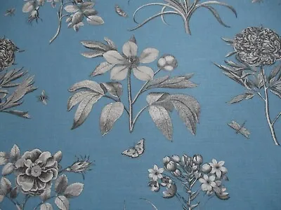 £48.99 • Buy Sanderson Curtain Fabric 'ETCHINGS AMD ROSES' 2 METRES (200cm) PALE COLBALT