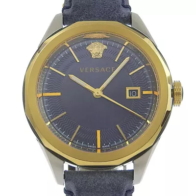 VERSACE VERA Watches WR5 Gold/Navy Blue NavyDial Stainless Steel/leather Q... • $406