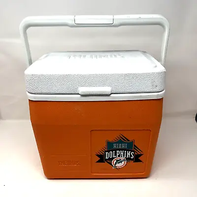 Vintage Thermos NFL Miami Dolphins Cooler Camping Ice Chest Orange White 8qts • $68.88