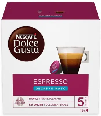 Nescafe' Dolcegusto Capsules Authentic Espresso Caffe' Decaffeinated Rich 16 Pz • $32.39