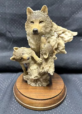Mill Creek Studios  Peaceful Play  Wolf Sculpture 1994 By Joe Slockbower. • $15