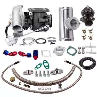 T3 Turbo Turbocharger .63 A/R V-Band & Oil Return Feed Line + BOV Universal Kit • $225.99