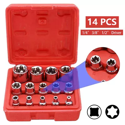 $23.62 • Buy 14Pc E Torx Socket Set Female Start Bit External Hex Torque E4-E24 With Case