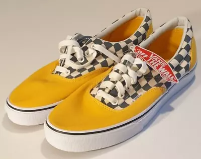 VANS OFF THE WALL Skate Shoes Yellow With Iconic Checkered Pattern 721356 Sz. 10 • $53.99