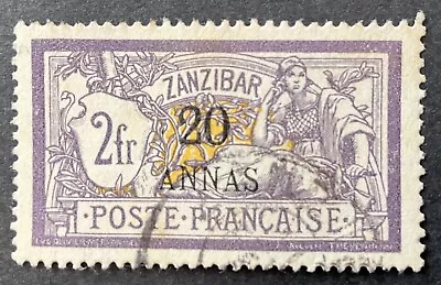 French P.O. In Zanzibar 1902 20 Annas On 2 Franc Stamp Vfu Sg62 • $1.23