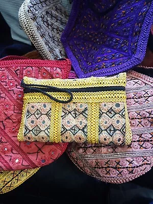 Clutch Bag COTTON  MIRROR  CROSSBODY Bag Traditional BOHO Hippie Style Indian   • £17.99