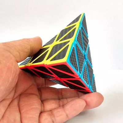 Pyramid Cube Puzzle 3x3 Carbon Fiber Triangle Pyaminx Speed Magic Twist Kids • $10.58