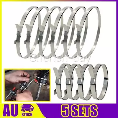 5 Sets  CV Boot Clips Kit Stainless Steel Axle CV Joint Crimp Clamp Universal • $9.45