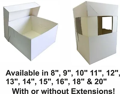 White Cake Boxes With Or Without Height Extension - Range Of Sizes From 7  - 20  • £4.40