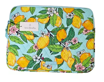 New Vera Bradley Laptop Sleeve Lemon Grove Padded Blue Yellow Quilted Case • $19.95