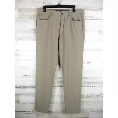 Haggar Pants Men 36x32 Khaki Tan Golf Active Series Slim Fit • $11.99