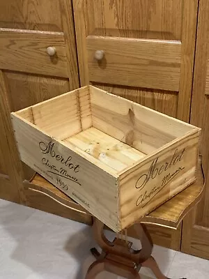 Vintage 1999 Wood Wine Crate Box CHRISTIAN MOUEIX MERLOT BORDEAUX Advertising • $25