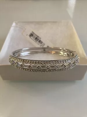 New Nadri Womens Silver Crystal Bangle NB4164RCG Rare Bracelet • $80